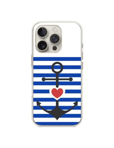 Coque iPhone 16 Pro Mariniere Encre Marin Coeur - Jonathan Perez