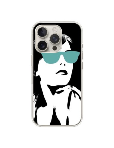 Coque iPhone 16 Pro Fille Lunettes Bleues - Jonathan Perez