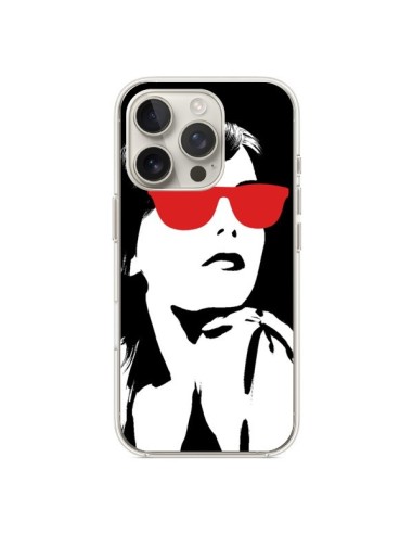 Coque iPhone 16 Pro Fille Lunettes Rouges - Jonathan Perez