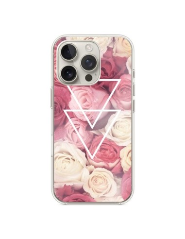 Coque iPhone 16 Pro Roses Triangles Fleurs - Jonathan Perez