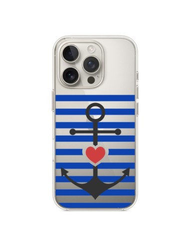 Coque iPhone 16 Pro Mariniere Ancre Marin Coeur Transparente - Jonathan Perez