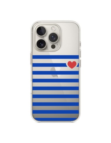 Coque iPhone 16 Pro Mariniere Coeur Love Transparente - Jonathan Perez