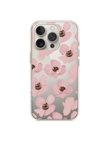 Coque iPhone 16 Pro Fleurs Roses Flower Transparente - Dricia Do