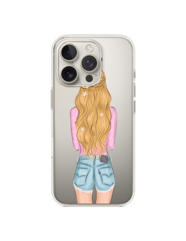 Coque iPhone 16 Pro Blonde Don't Care Transparente - kateillustrate