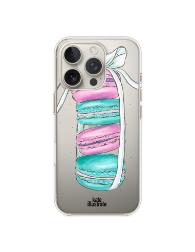 Coque iPhone 16 Pro Macarons Pink Mint Rose Transparente - kateillustrate