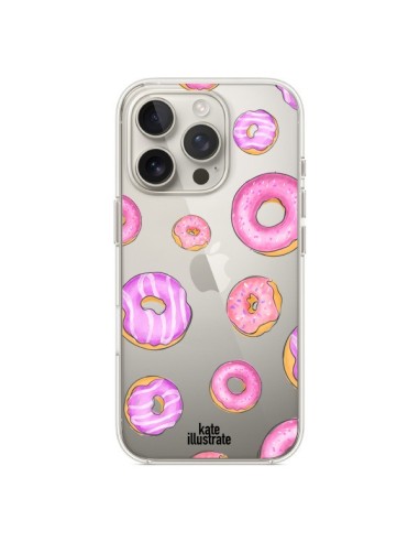 Coque iPhone 16 Pro Pink Donuts Rose Transparente - kateillustrate