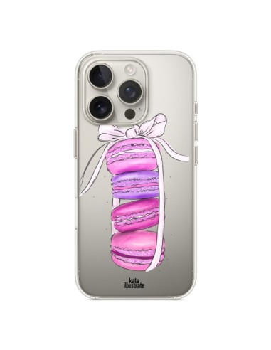 Coque iPhone 16 Pro Macarons Pink Purple Rose Violet Transparente - kateillustrate