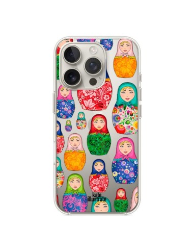 Coque iPhone 16 Pro Matryoshka Dolls Poupées Russes Transparente - kateillustrate