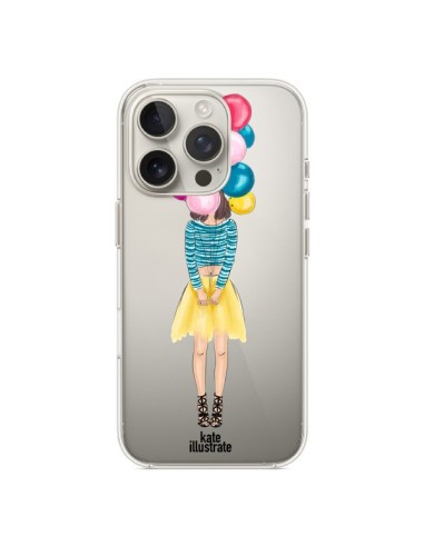 Coque iPhone 16 Pro Girls Balloons Ballons Fille Transparente - kateillustrate