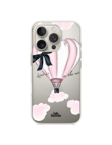 Coque iPhone 16 Pro Love is in the Air Love Montgolfier Transparente - kateillustrate