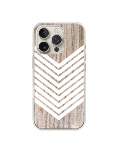 Coque iPhone 16 Pro Tribal Aztèque Bois Wood Flèche Blanc - Laetitia