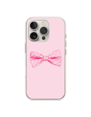 Coque iPhone 16 Pro Noeud Papillon Rose Girly Bow Tie - Laetitia