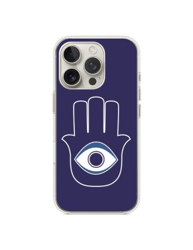 Coque iPhone 16 Pro Main de Fatma Oeil Bleu - Laetitia