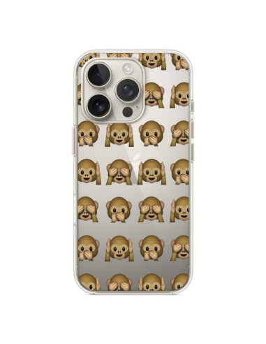 Coque iPhone 16 Pro Singe Monkey Emoticone Emoji Transparente - Laetitia