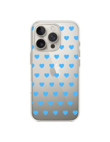 Coque iPhone 16 Pro Coeur Heart Love Amour Bleu Transparente - Laetitia