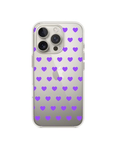 Cover iPhone 16 Pro Cuore Amore Viola Trasparente - Laetitia