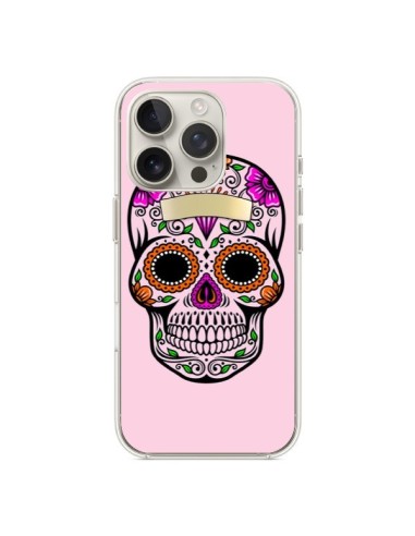 Coque iPhone 16 Pro Tête de Mort Mexicaine Rose Multicolore - Laetitia