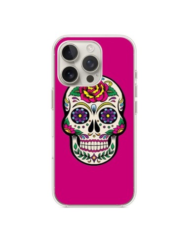 Coque iPhone 16 Pro Tête de Mort Mexicaine Rose Fushia - Laetitia