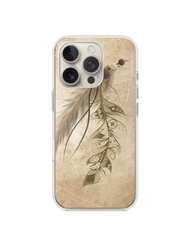 Coque iPhone 16 Pro Bohemian Feather Plume Attrape Reves - LouJah