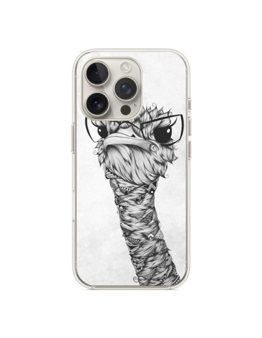 Coque iPhone 16 Pro Ostrich Autruche Noir et Blanc - LouJah