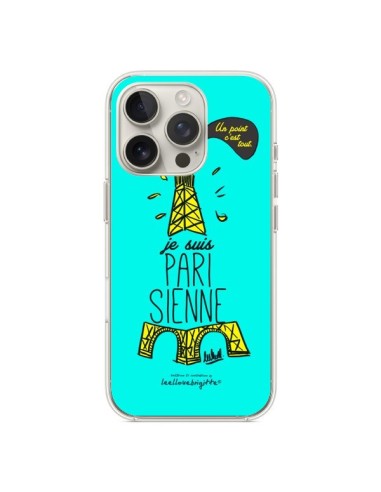 Coque iPhone 16 Pro Je suis Parisienne La Tour Eiffel Bleu - Leellouebrigitte