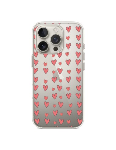 Coque iPhone 16 Pro Coeurs Heart Love Amour Rouge Transparente - Petit Griffin