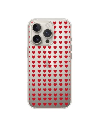 Coque iPhone 16 Pro Coeurs Heart Love Amour Red Transparente - Petit Griffin