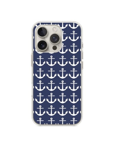 Coque iPhone 16 Pro Ancre Marin Bleu Anchors Navy - Mary Nesrala