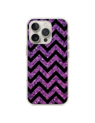 Coque iPhone 16 Pro Chevron Purple Sparkle Triangle Azteque - Mary Nesrala