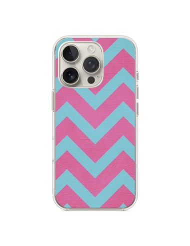 Coque iPhone 16 Pro Strawberry Chevron Rose Bleu - Mary Nesrala