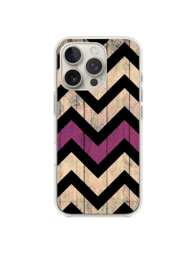 Coque iPhone 16 Pro Chevron Vintage Bois Wood - Mary Nesrala