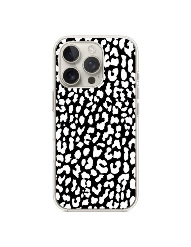 Coque iPhone 16 Pro Leopard Noir et Blanc - Mary Nesrala