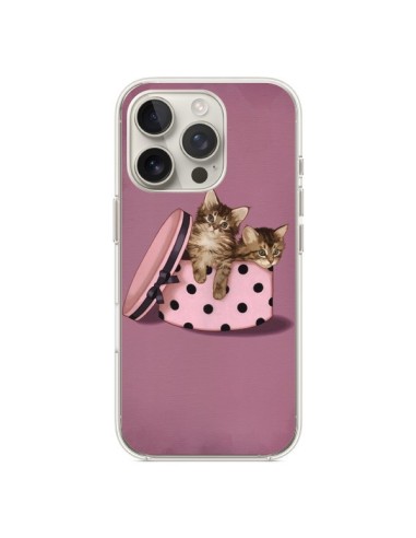 Coque iPhone 16 Pro Chaton Chat Kitten Boite Pois - Maryline Cazenave