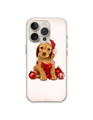 Coque iPhone 16 Pro Chien Dog Pere Noel Christmas Boules Sapin - Maryline Cazenave