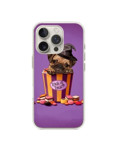 Coque iPhone 16 Pro Chien Dog Halloween Sorciere Bonbon - Maryline Cazenave