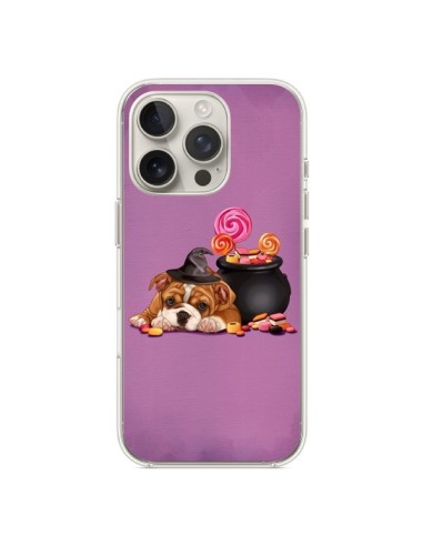 Coque iPhone 16 Pro Chien Dog Halloween Sorciere Chaudron Bonbon - Maryline Cazenave