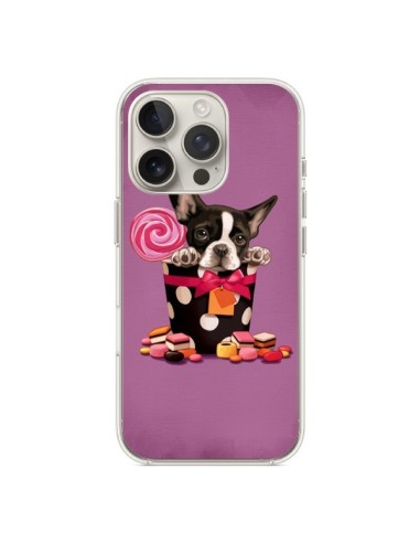 Coque iPhone 16 Pro Chien Dog Boite Noeud Papillon Pois Bonbon - Maryline Cazenave