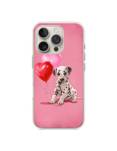 Coque iPhone 16 Pro Chien Dog Dalmatien Ballon Coeur - Maryline Cazenave