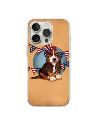 Coque iPhone 16 Pro Chien Dog USA Americain - Maryline Cazenave