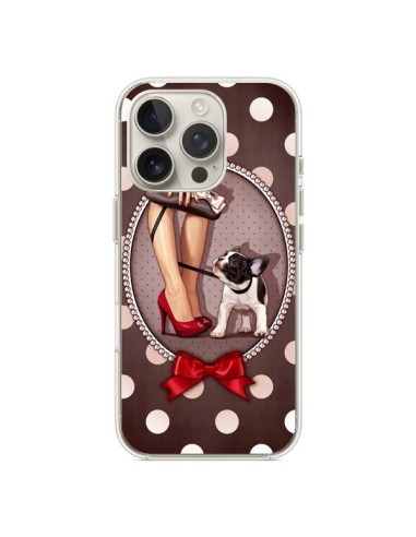 Coque iPhone 16 Pro Lady Jambes Chien Dog Pois Noeud papillon - Maryline Cazenave