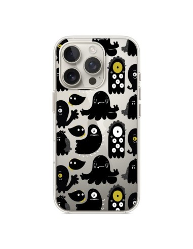 Coque iPhone 16 Pro Monsters Monstres Pattern Transparente - Maria Jose Da Luz