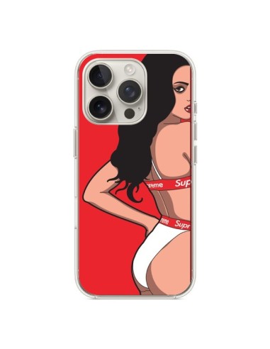 Coque iPhone 16 Pro Pop Art Femme Rouge - Mikadololo