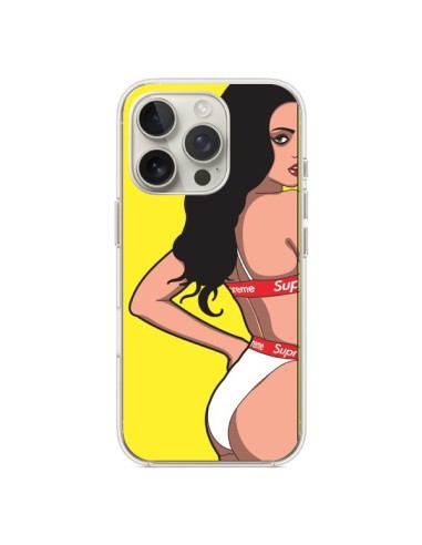 Coque iPhone 16 Pro Pop Art Femme Jaune - Mikadololo