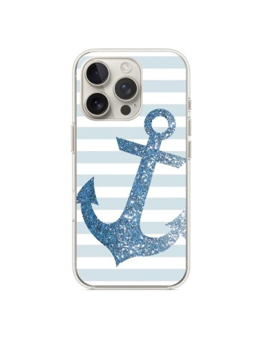 Coque iPhone 16 Pro Ancre Bleu Navire - Monica Martinez