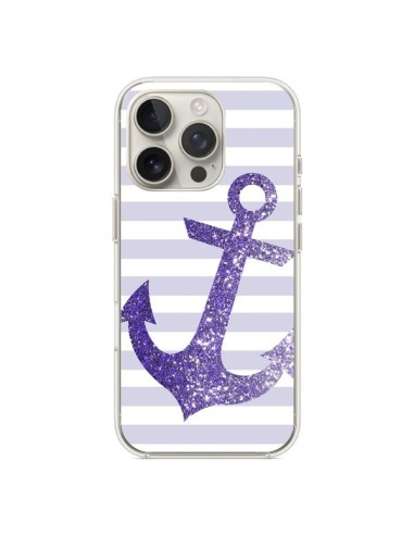 Coque iPhone 16 Pro Ancre Violet Navire - Monica Martinez