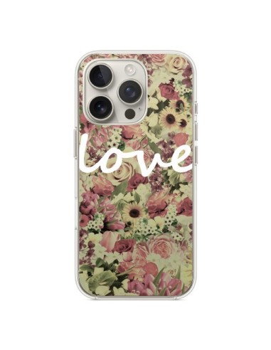 Coque iPhone 16 Pro Love Blanc Flower - Monica Martinez