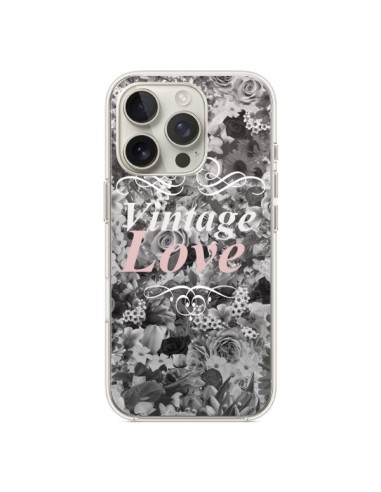 Coque iPhone 16 Pro Vintage Love Noir Flower - Monica Martinez