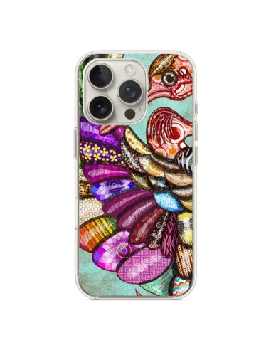 Coque iPhone 16 Pro Paon Multicolore Eco Bird - Maximilian San