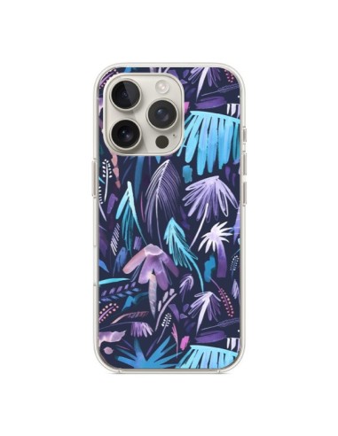 Coque iPhone 16 Pro Brushstrokes Tropical Palms Navy - Ninola Design