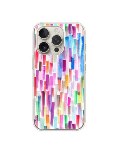 Coque iPhone 16 Pro Colorful Brushstrokes Multicolored - Ninola Design